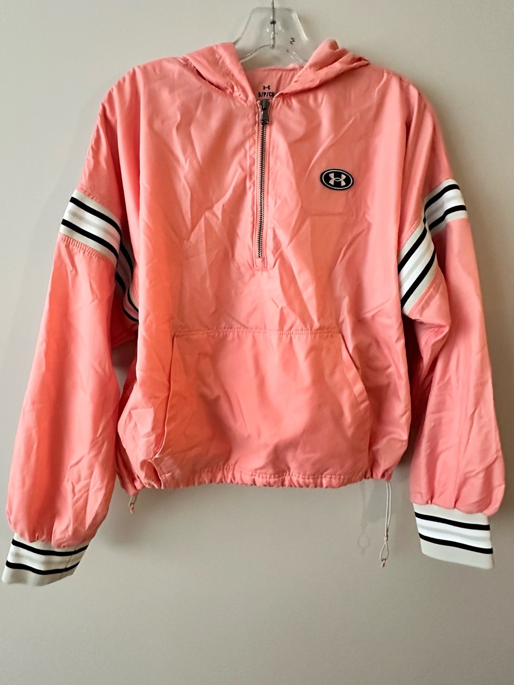 Under Armour Coral Pink Hooded Half-Zip Windbreaker